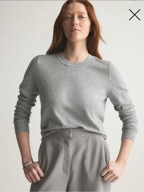 Cashmere cotton Crewneck Sweater in Light Gray